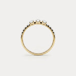 Floating Oval Lab-Grown Diamond Three-Stone Pavé Ring - Rings