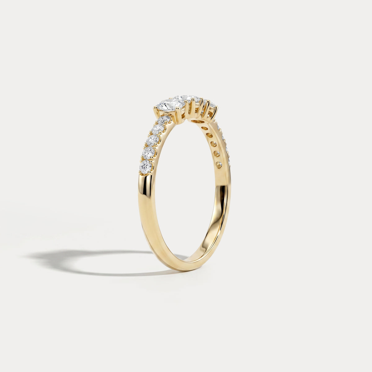 Floating Oval Lab-Grown Diamond Three-Stone Pavé Ring - Rings