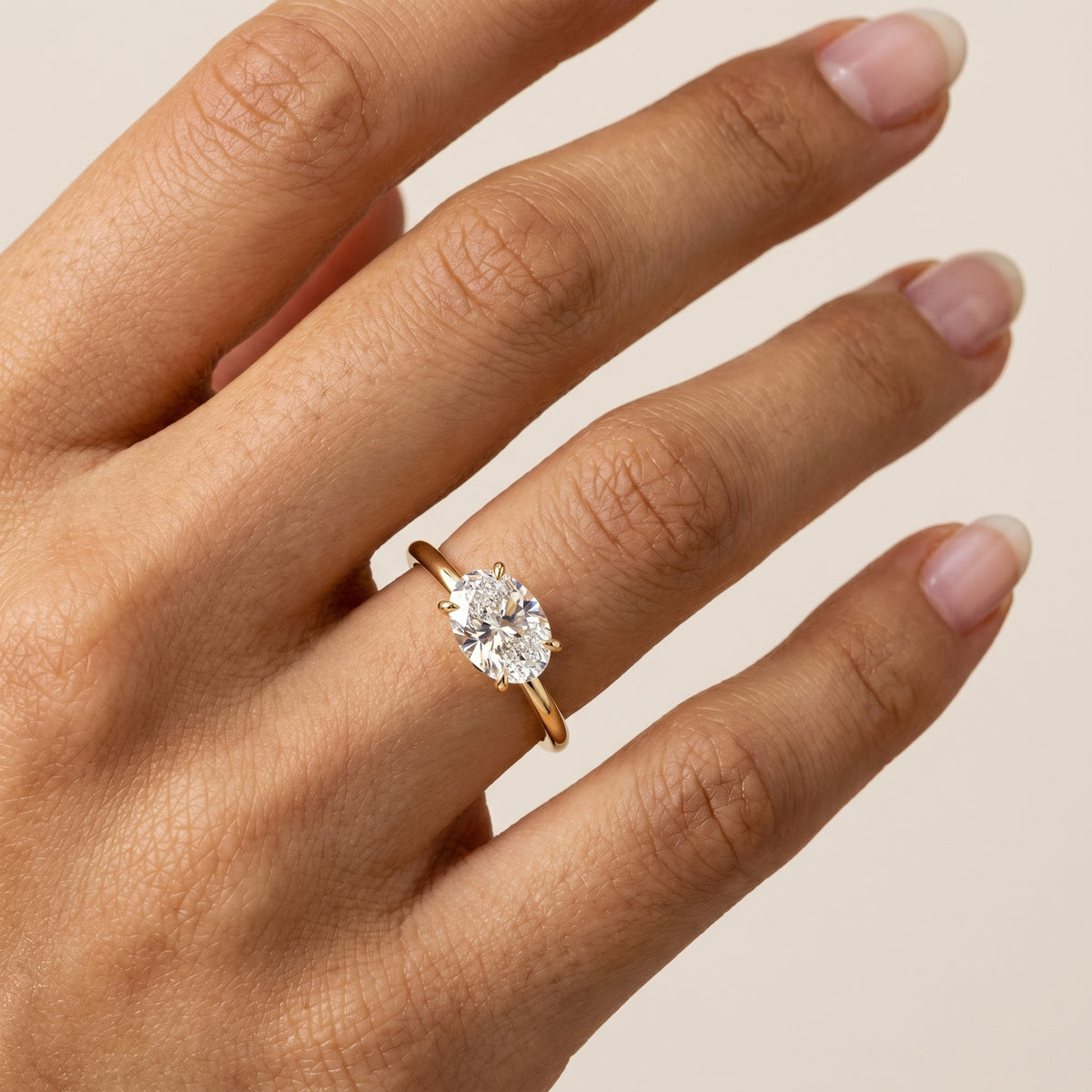 Maeve丨Oval Cut Lab Diamond Hidden Accent Engagement Ring - Rings