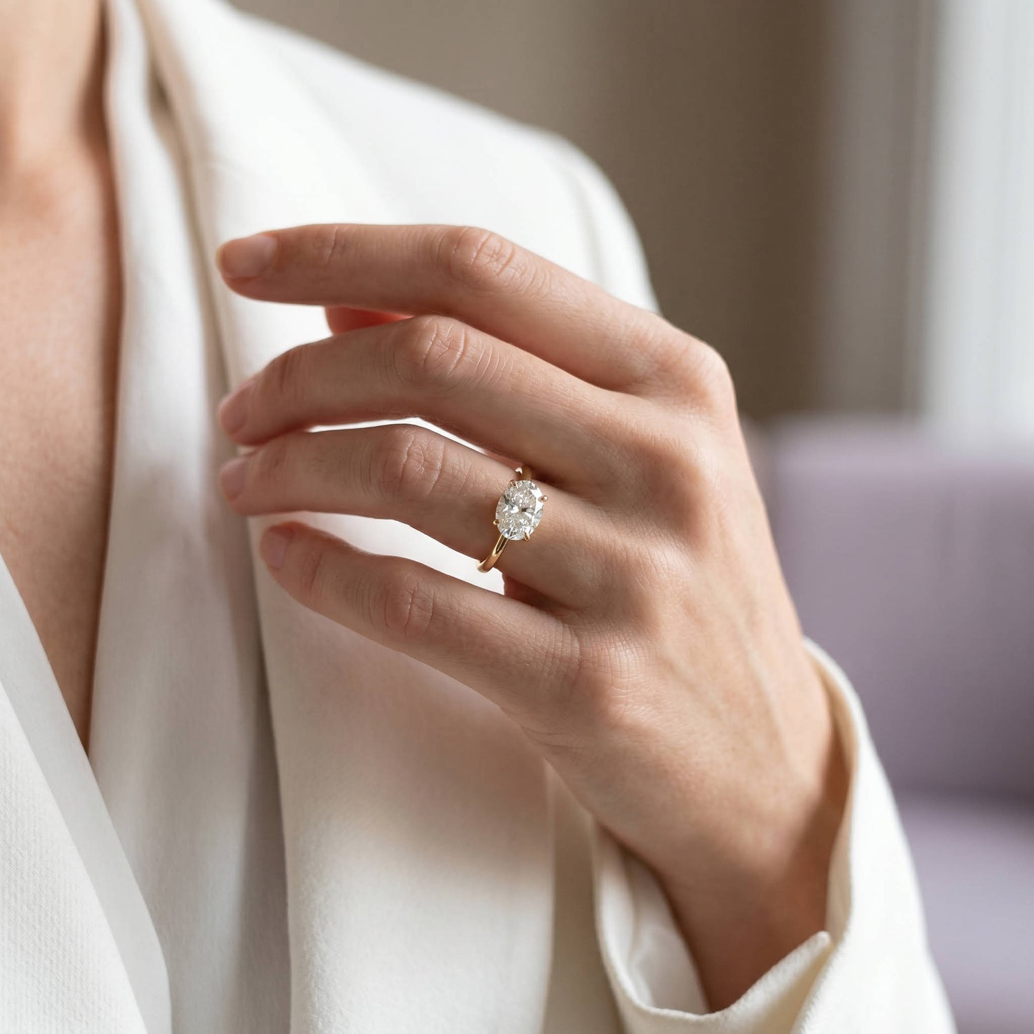 Maeve丨Oval Cut Lab Diamond Hidden Accent Engagement Ring - Rings