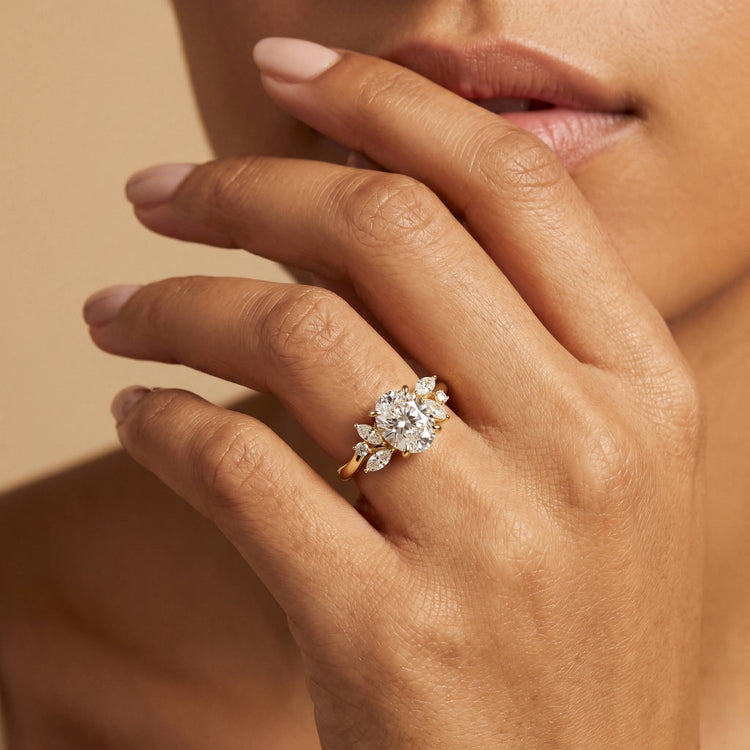 Lisette | Oval Lab Diamond Marquise Vine Milgrain Engagement Ring - Rings