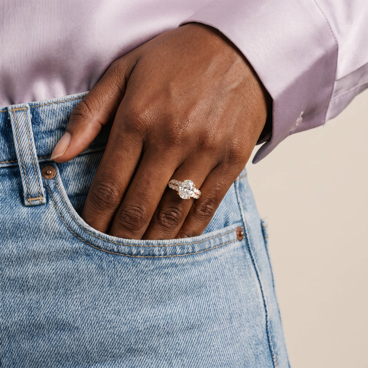 Nerissa丨Oval Cut Lab Diamond Cathedral Cluster Ring - Rings