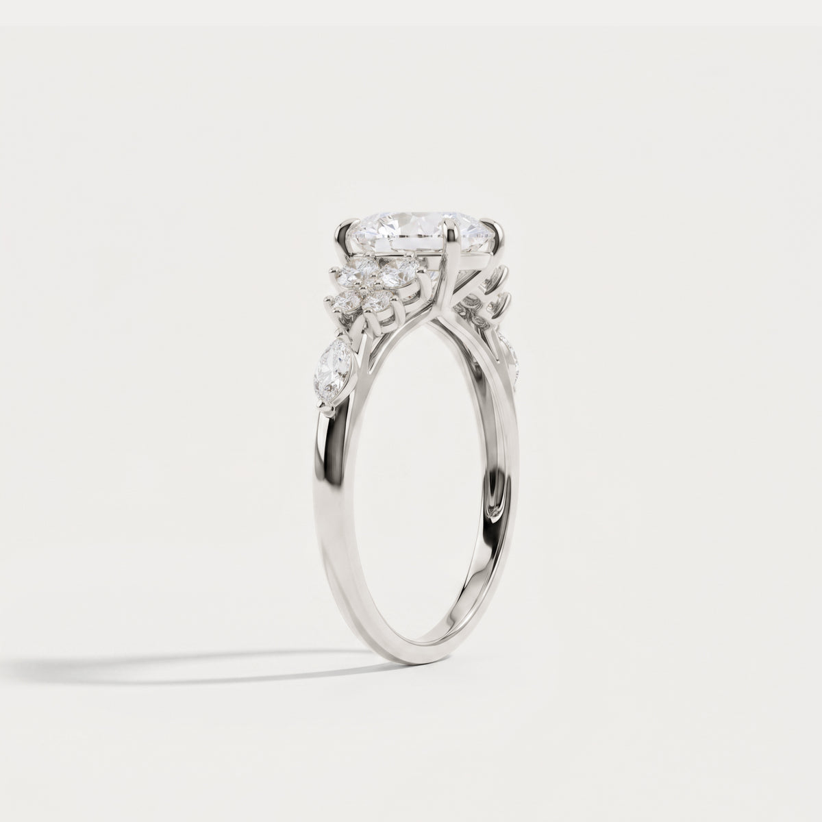 Ilaria丨Oval Cut Lab Diamond Floral Leaf Ring - Rings
