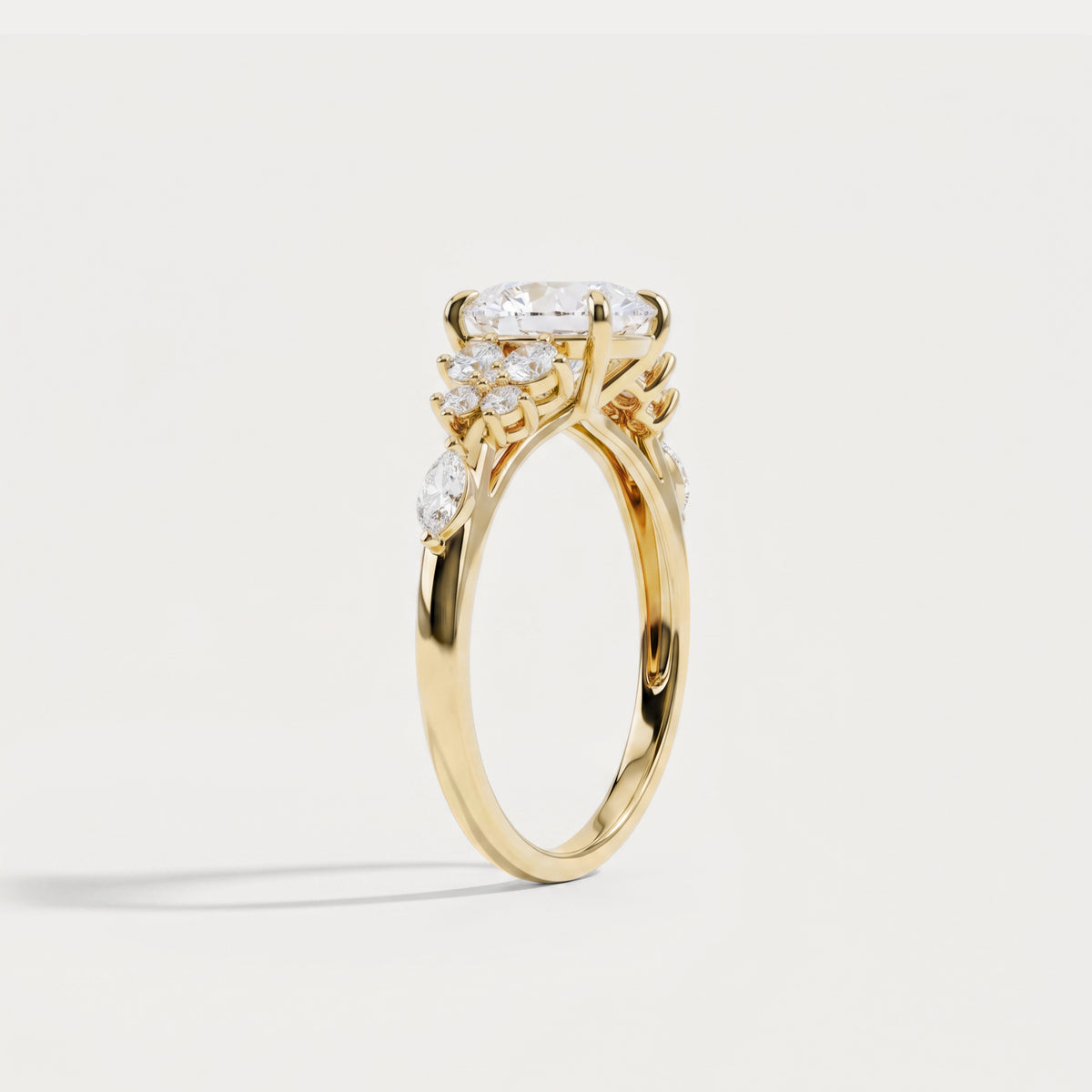 Ilaria丨Oval Cut Lab Diamond Floral Leaf Ring - Rings
