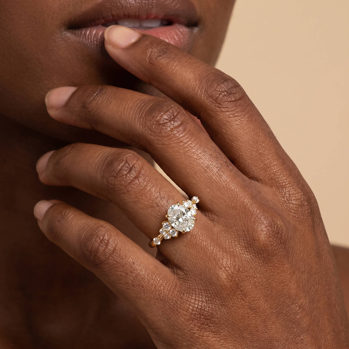 Ilaria丨Oval Cut Lab Diamond Floral Leaf Ring - Rings