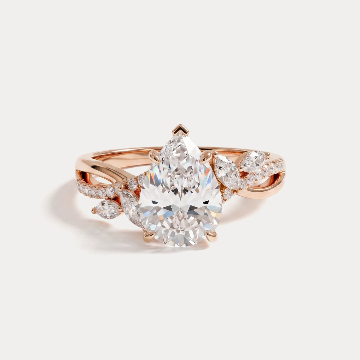 Bette丨Pear Cut Lab Diamond Twisted Vine Engagement Ring - Rings