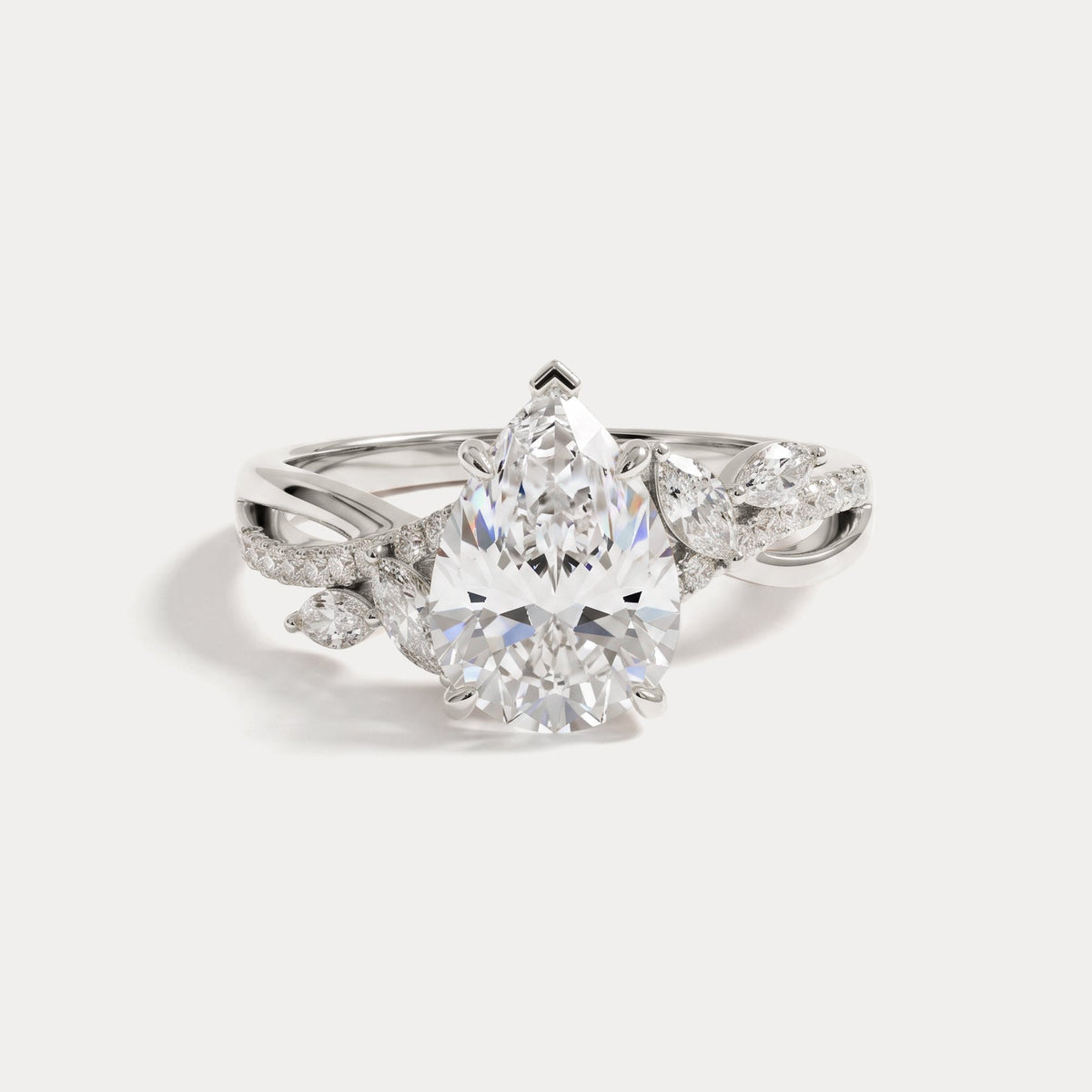 Bette丨Pear Cut Lab Diamond Twisted Vine Engagement Ring - Rings