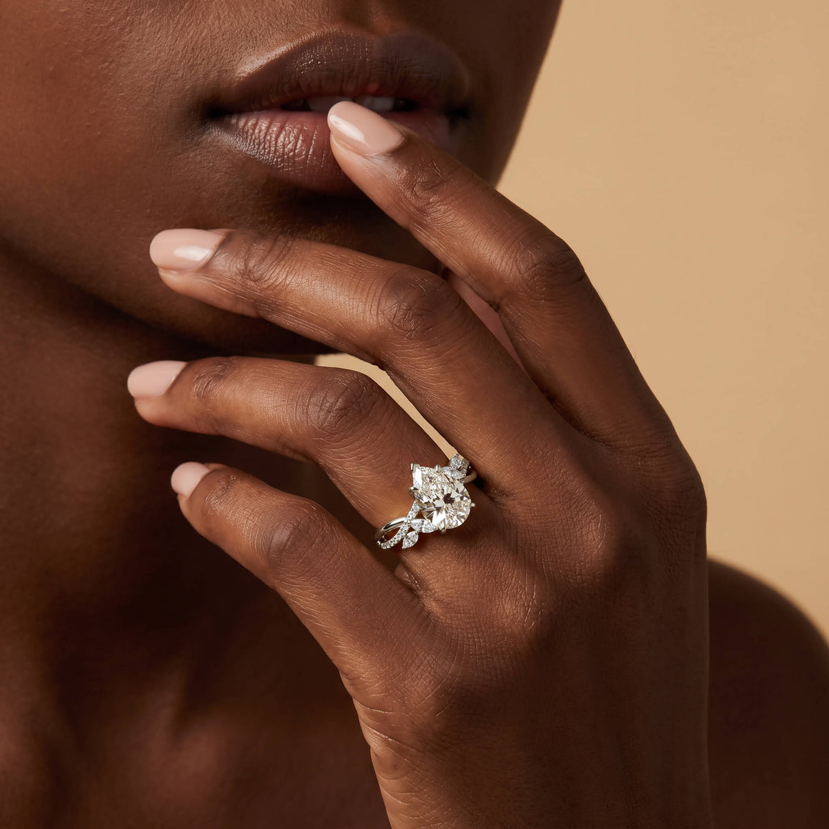 Bette丨Pear Cut Lab Diamond Twisted Vine Engagement Ring - Rings