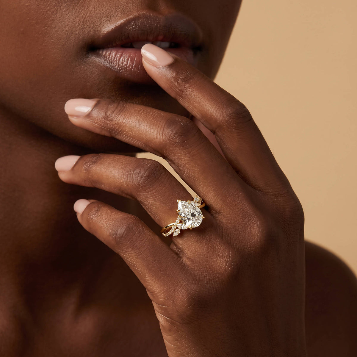 Bette丨Pear Cut Lab Diamond Twisted Vine Engagement Ring - Rings