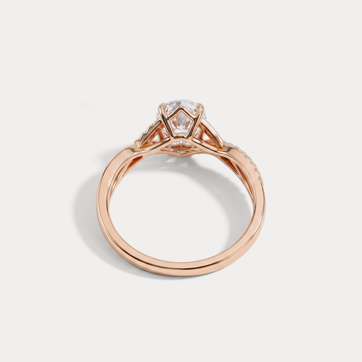 Pascale丨Oval Lab Diamond Twisted Split Shank Pavé Engagement Ring - Rings