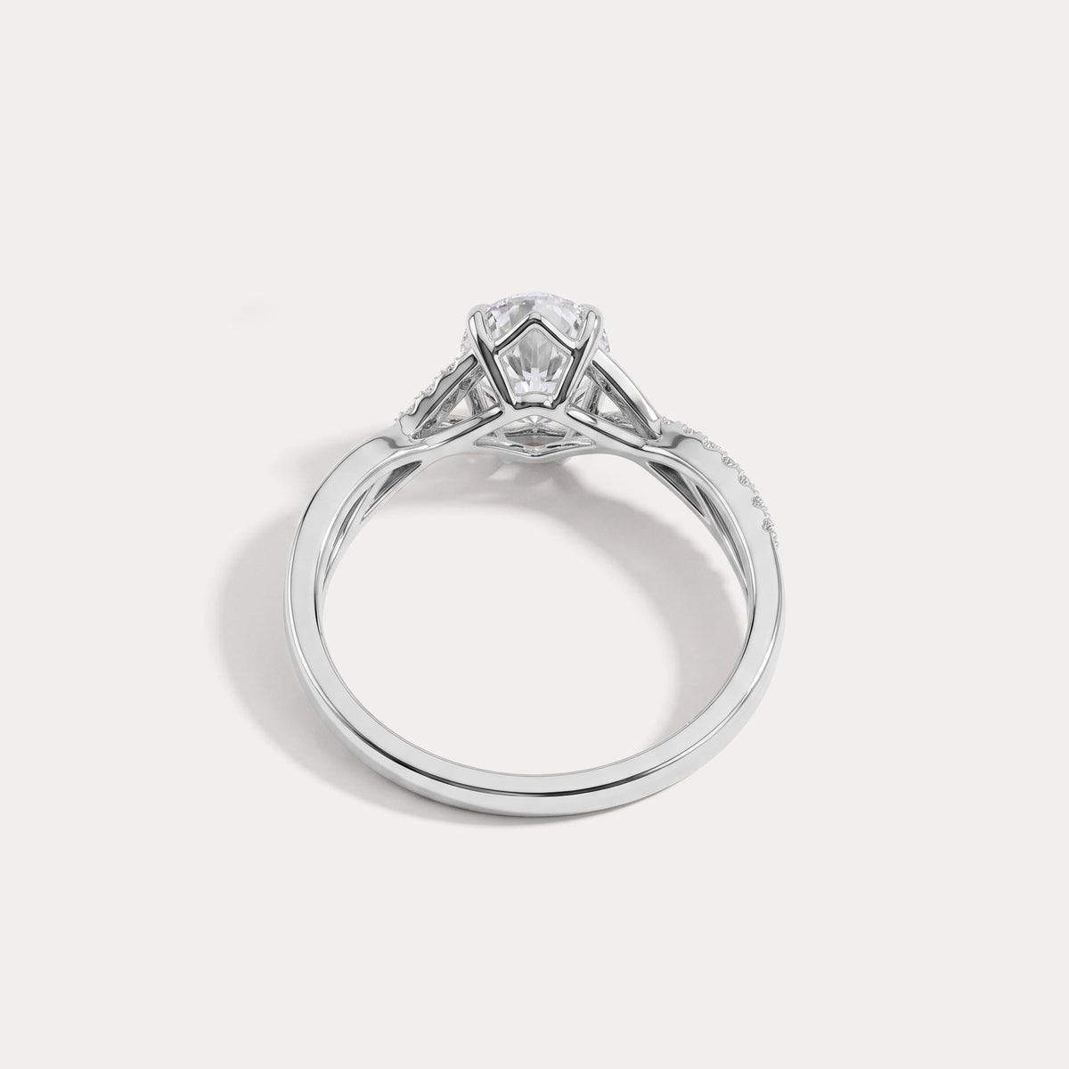 Pascale丨Oval Lab Diamond Twisted Split Shank Pavé Engagement Ring - Rings