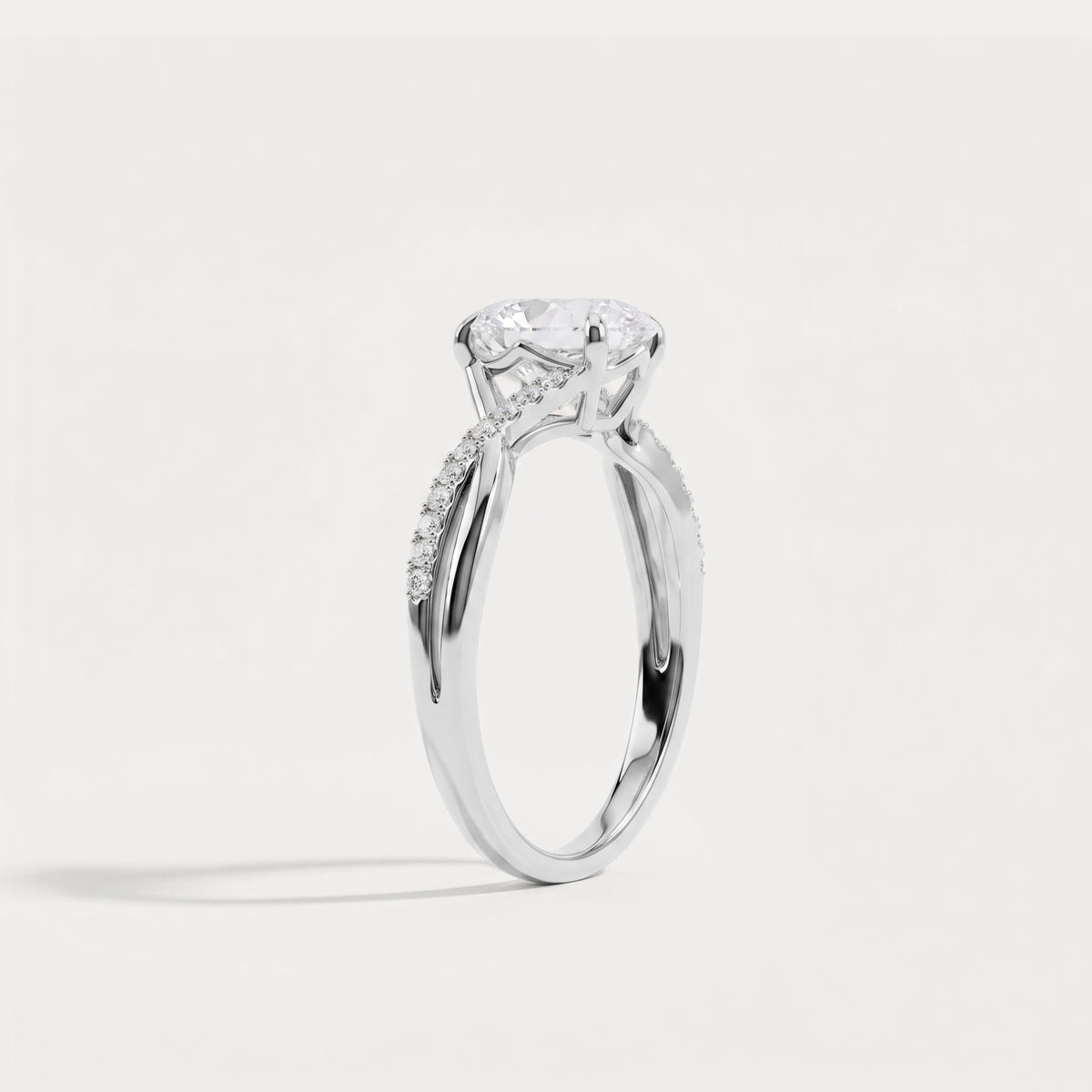 Pascale丨Oval Lab Diamond Twisted Split Shank Pavé Engagement Ring - Rings