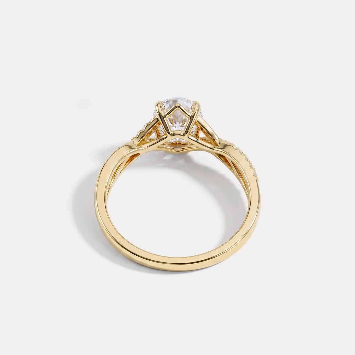 Pascale丨Oval Lab Diamond Twisted Split Shank Pavé Engagement Ring - Rings