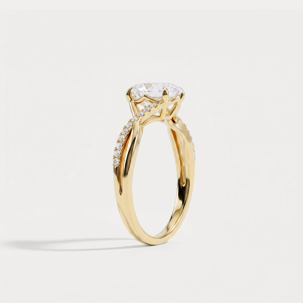 Pascale丨Oval Lab Diamond Twisted Split Shank Pavé Engagement Ring - Rings