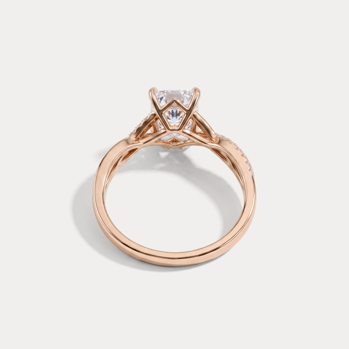 Delaney丨Radiant Lab Diamond Twisted Split Shank Pavé Engagement Ring - Rings