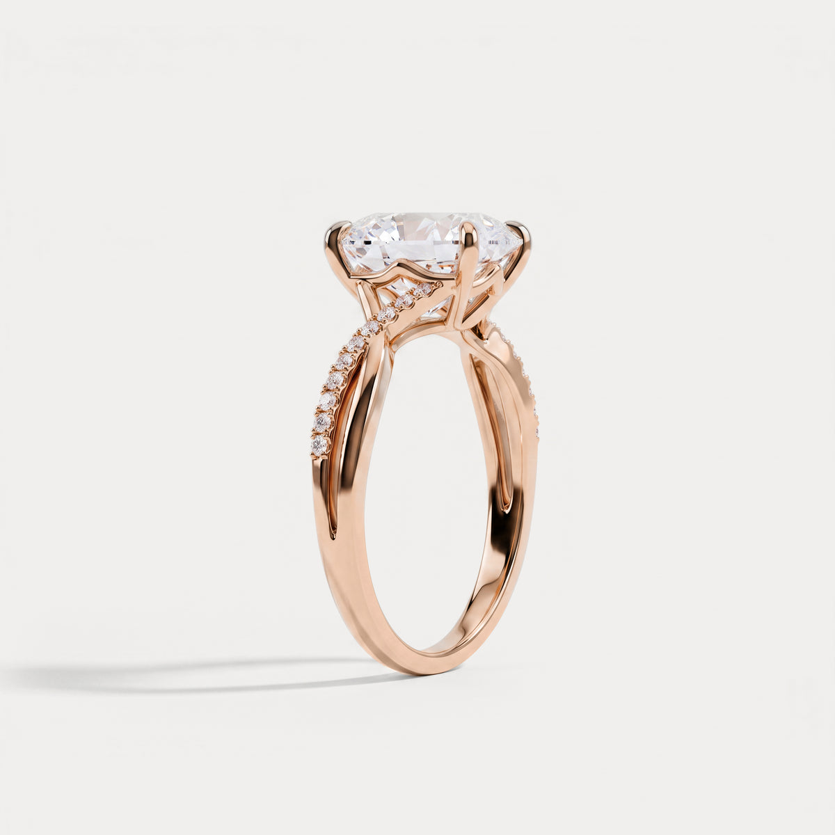 Delaney丨Radiant Lab Diamond Twisted Split Shank Pavé Engagement Ring - Rings