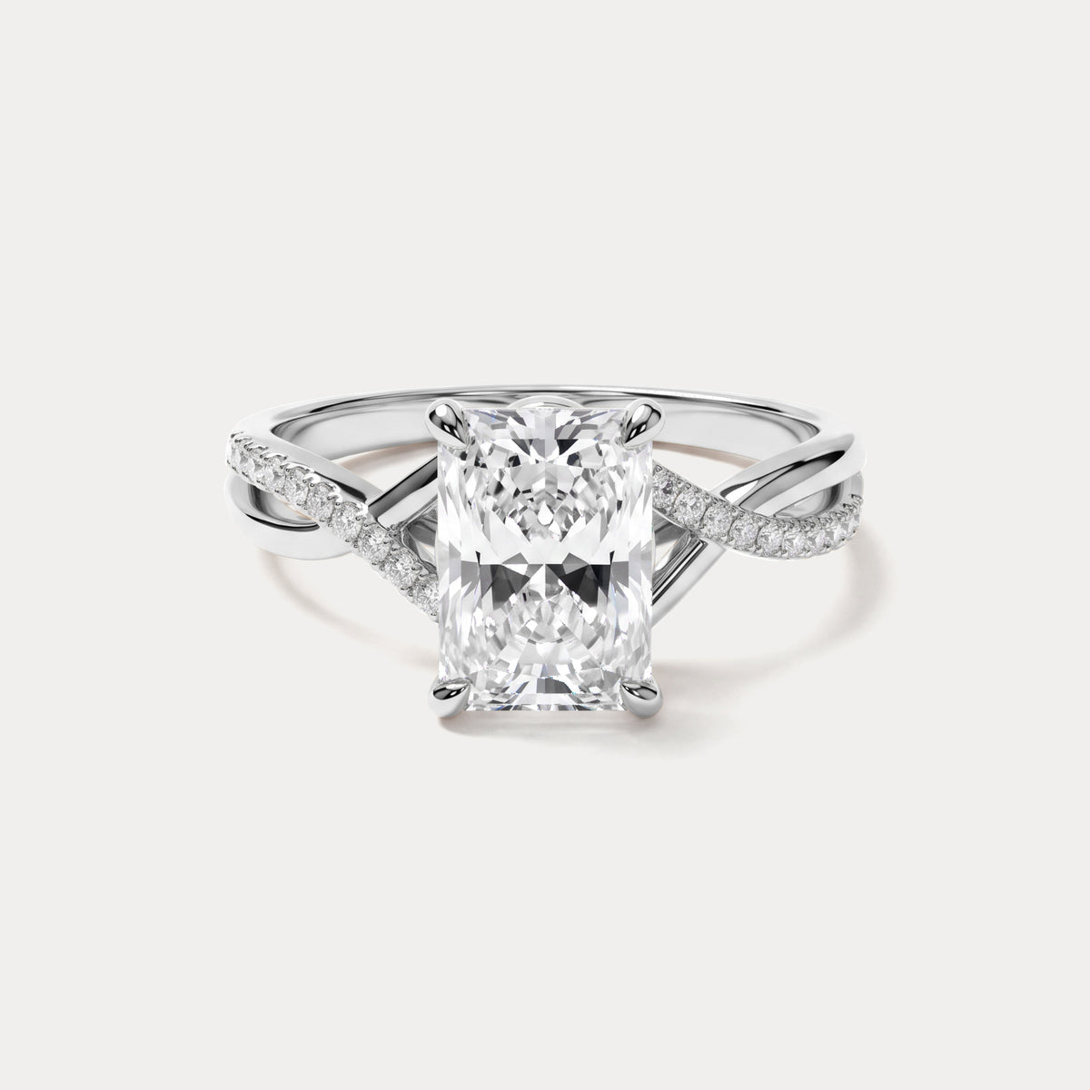 Delaney丨Radiant Lab Diamond Twisted Split Shank Pavé Engagement Ring - Rings