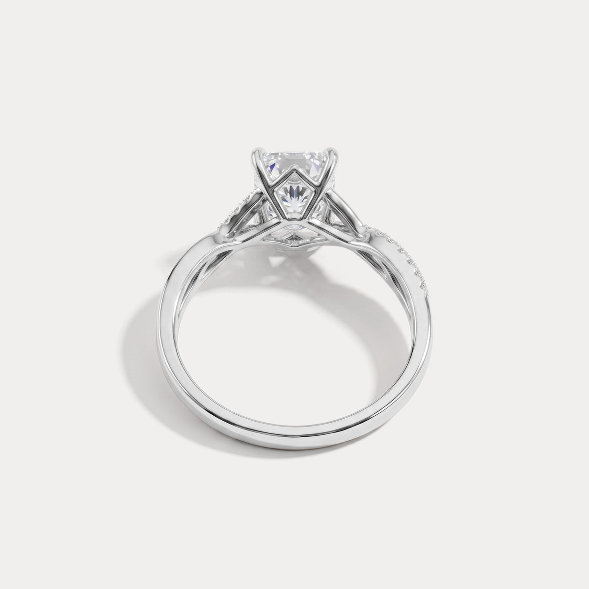 Delaney丨Radiant Lab Diamond Twisted Split Shank Pavé Engagement Ring - Rings