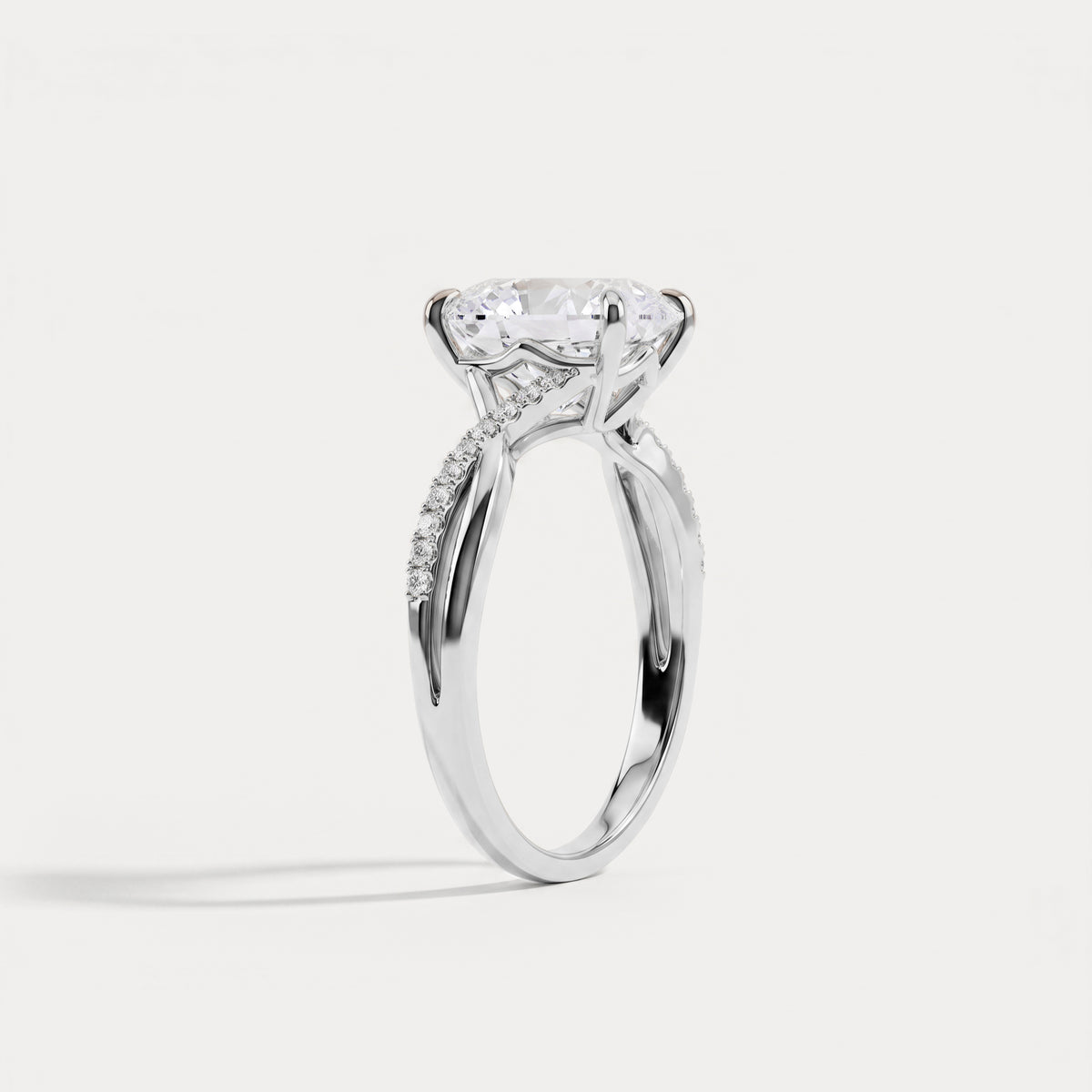 Delaney丨Radiant Lab Diamond Twisted Split Shank Pavé Engagement Ring - Rings