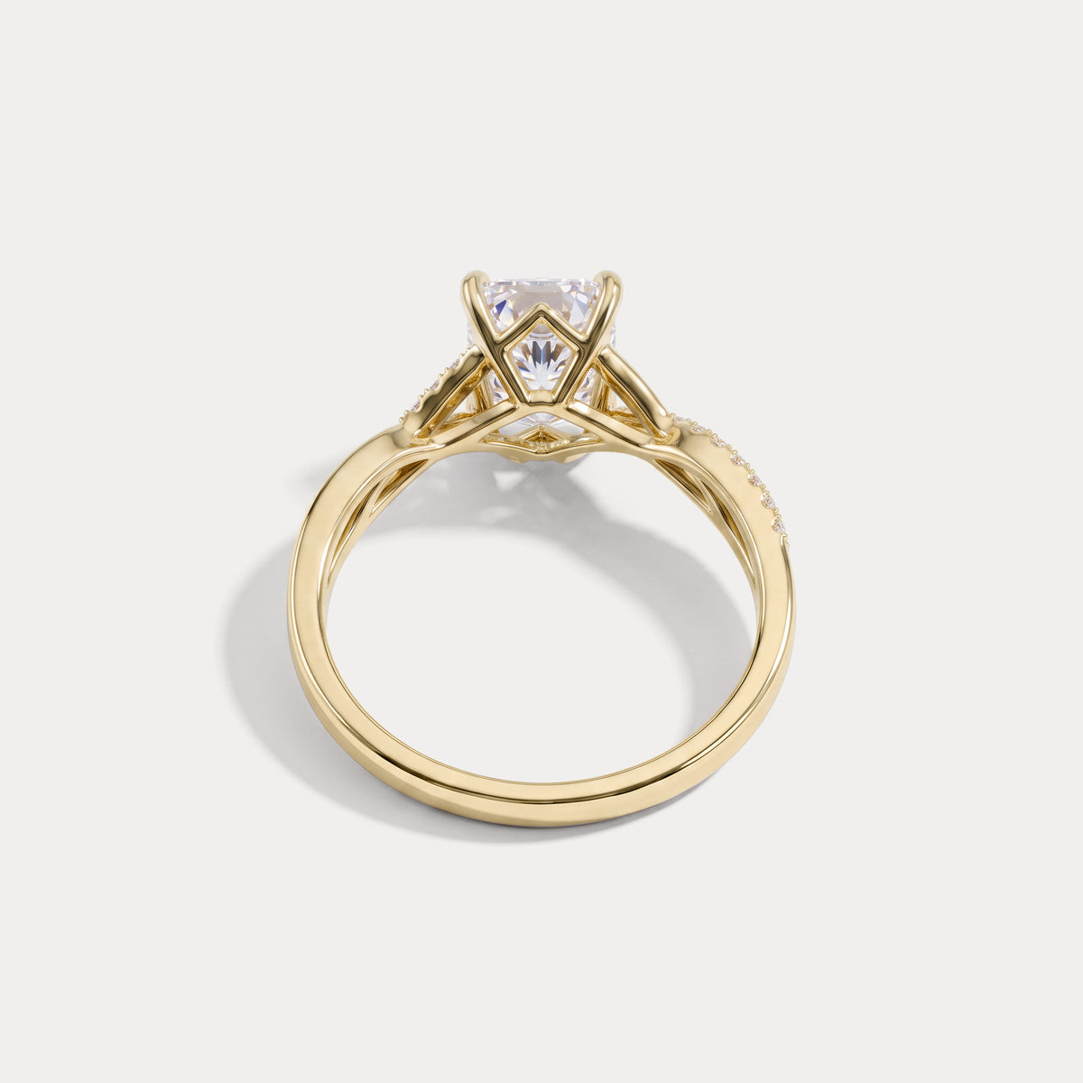 Delaney丨Radiant Lab Diamond Twisted Split Shank Pavé Engagement Ring - Rings