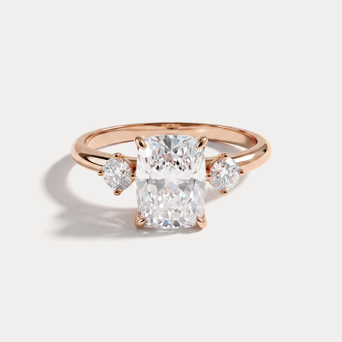 Manon丨Elongated Cushion Lab Diamond Three-Stone Engagement Ring - Rings