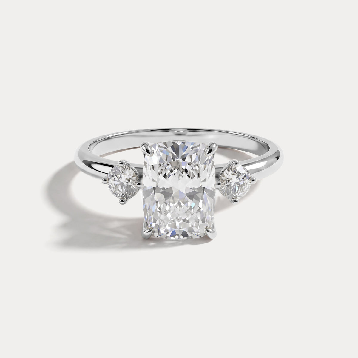 Manon丨Elongated Cushion Lab Diamond Three-Stone Engagement Ring - Rings