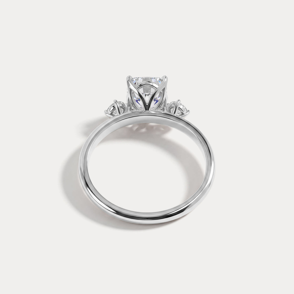 Manon丨Elongated Cushion Lab Diamond Three-Stone Engagement Ring - Rings