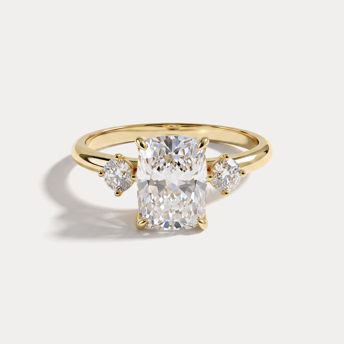 Manon丨Elongated Cushion Lab Diamond Three-Stone Engagement Ring - Rings