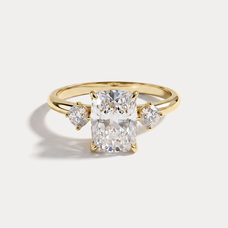 Manon丨Elongated Cushion Lab Diamond Three-Stone Engagement Ring - Rings