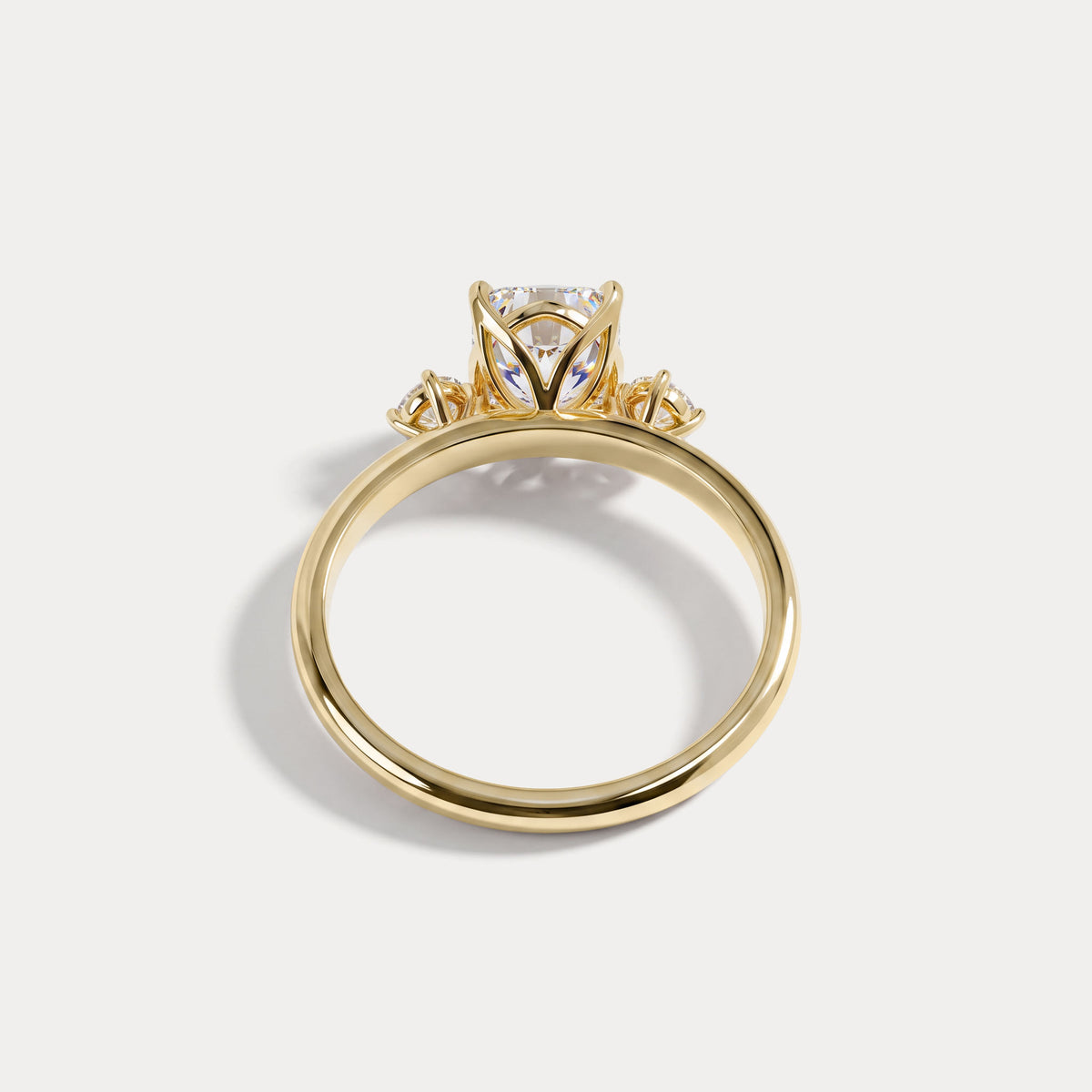 Manon丨Elongated Cushion Lab Diamond Three-Stone Engagement Ring - Rings