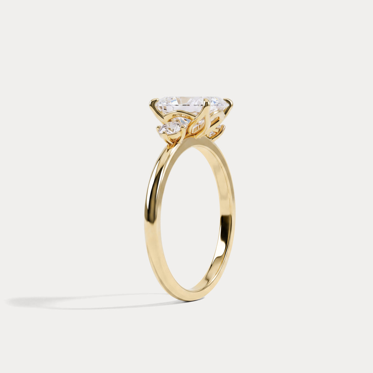 Manon丨Elongated Cushion Lab Diamond Three-Stone Engagement Ring - Rings