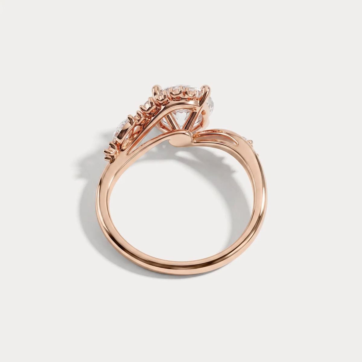Winona丨Round Cut Lab-Grown Diamond Crossover Engagement Ring - Rings
