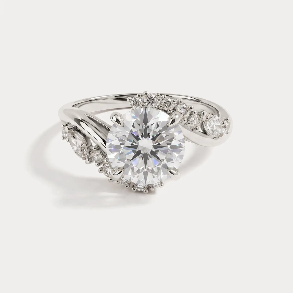 Winona丨Round Cut Lab-Grown Diamond Crossover Engagement Ring - Rings