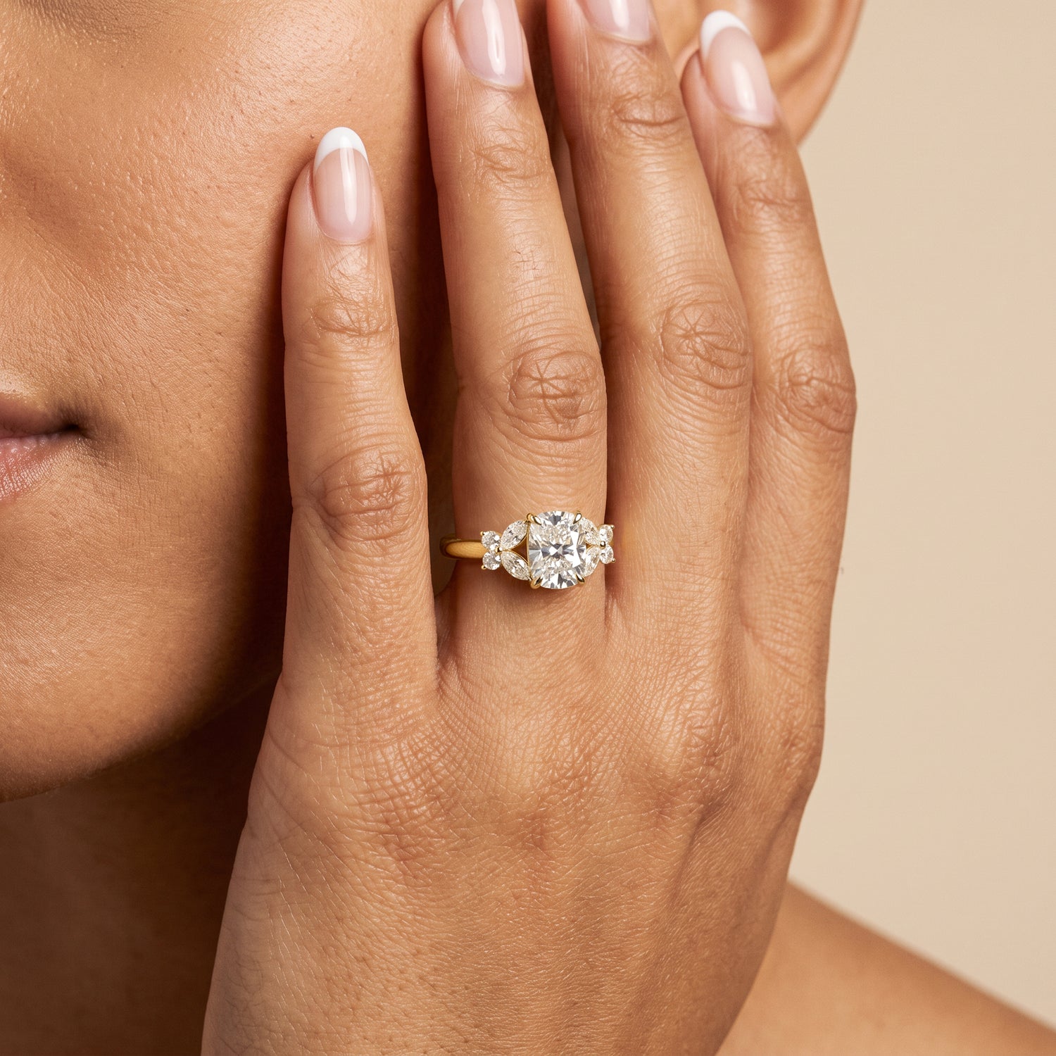 Lettice丨Elongated Cushion Lab Diamond Butterfly Cluster Engagement Ring - Rings