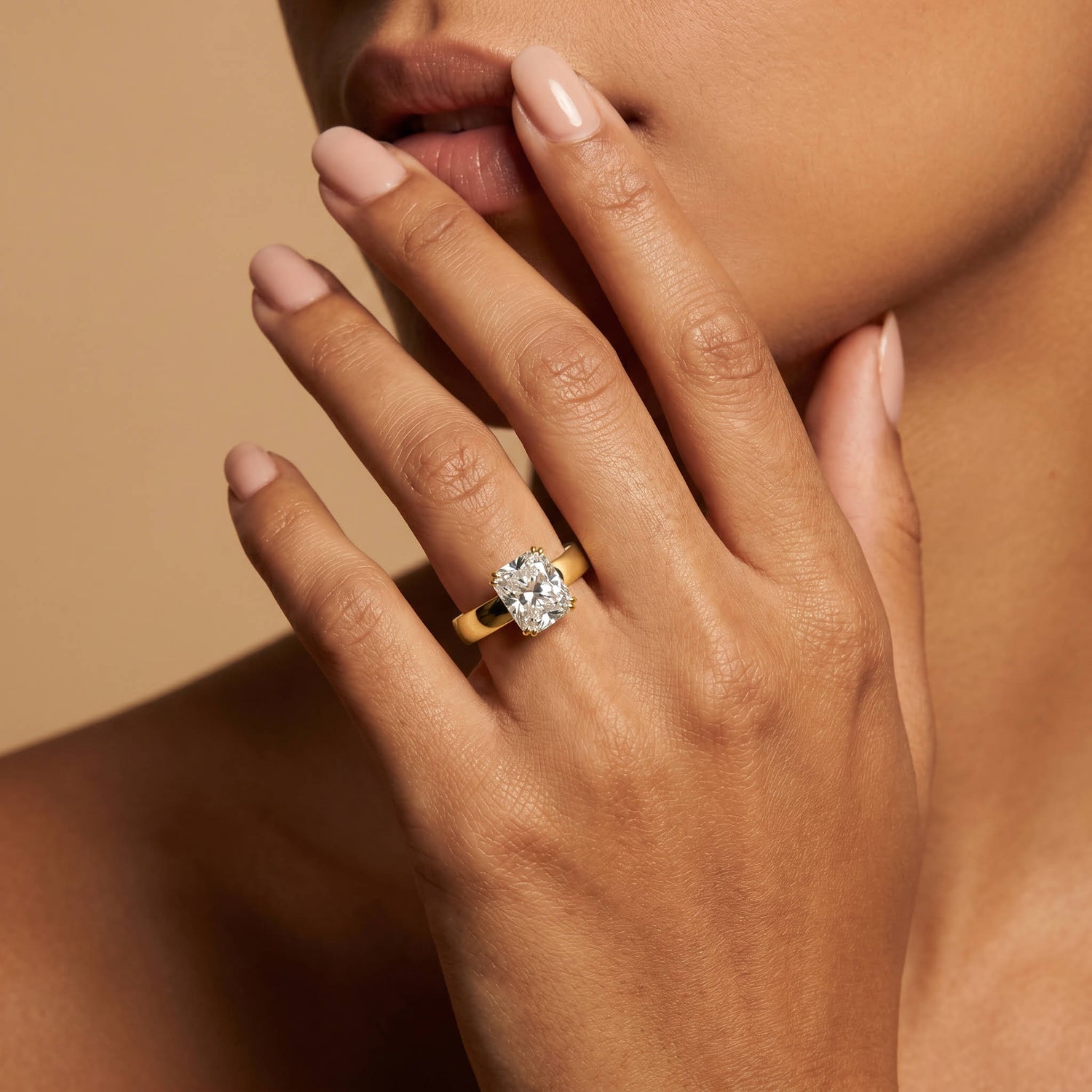 Paloma丨Radiant Cut Lab-Grown Diamond Solitaire Cigar Band Engagement Ring - Rings