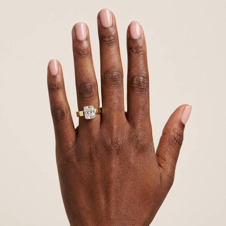 Paloma丨Radiant Cut Lab-Grown Diamond Solitaire Cigar Band Engagement Ring - Rings