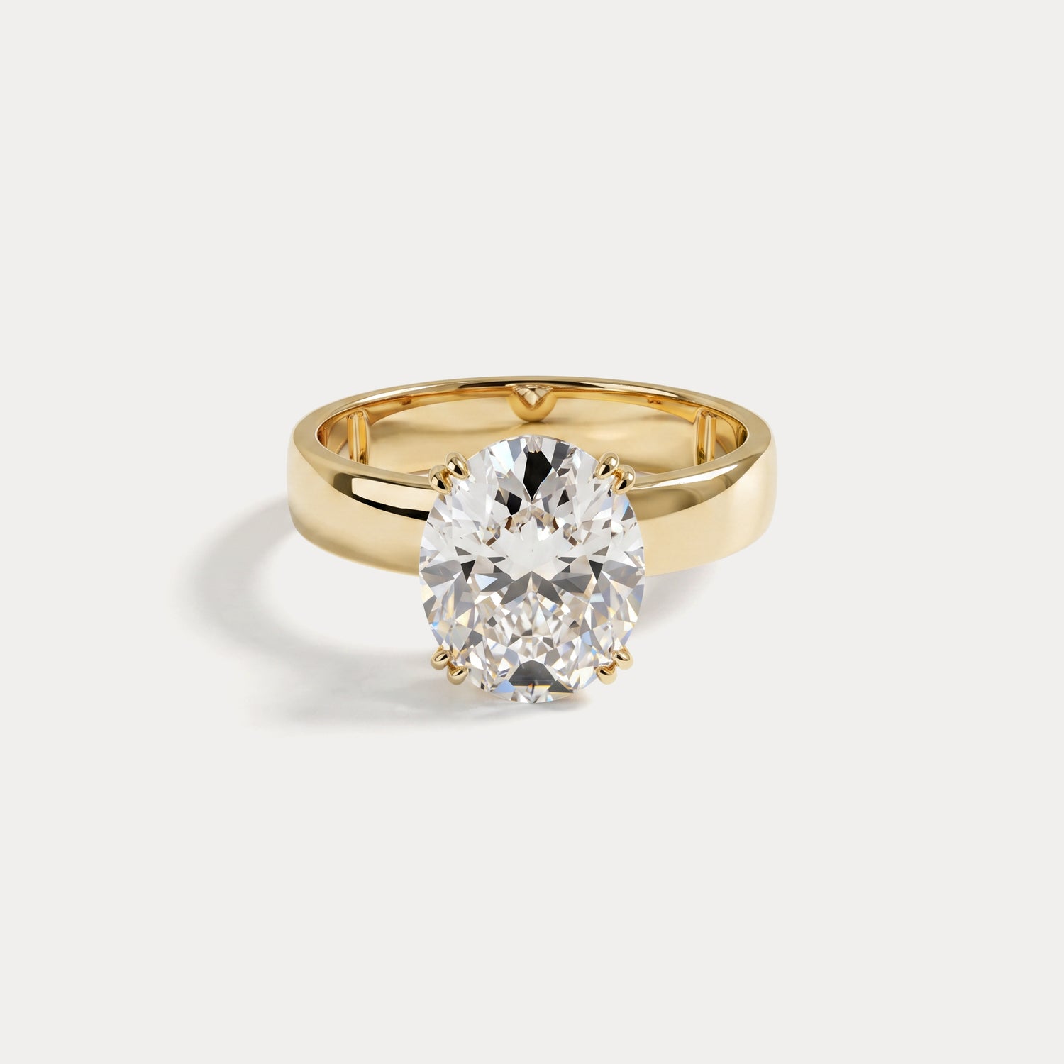 Elvina丨Oval Cut Lab-Grown Diamond Solitaire Cigar Band Engagement Ring - Rings