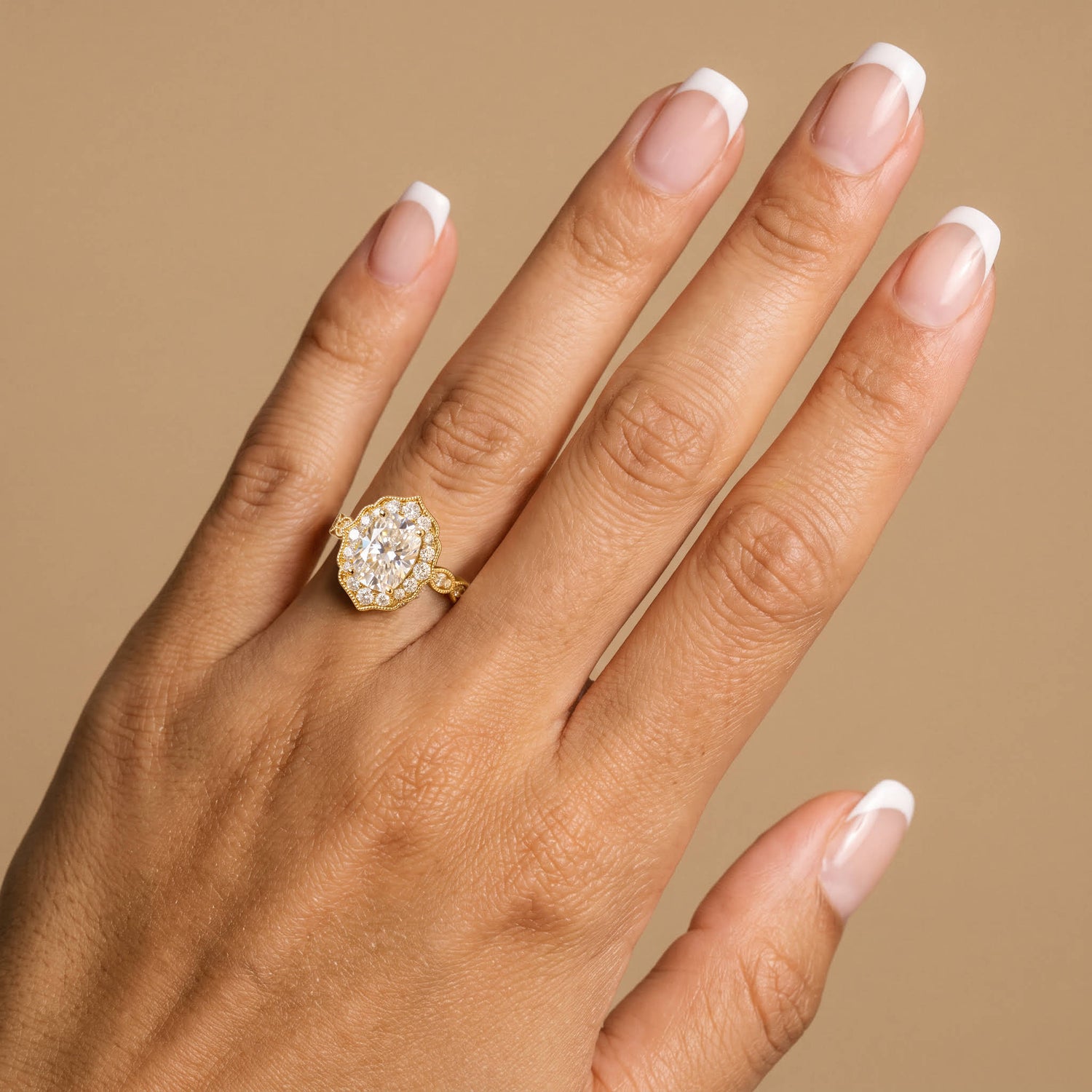 Lorelei丨Elongated Cushion Lab Diamond Vintage-Inspired Halo Engagement Ring - Rings