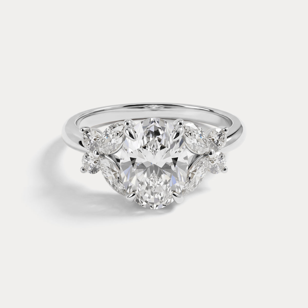 Sylvie丨Oval Lab Diamond Butterfly Cluster Engagement Ring - Rings