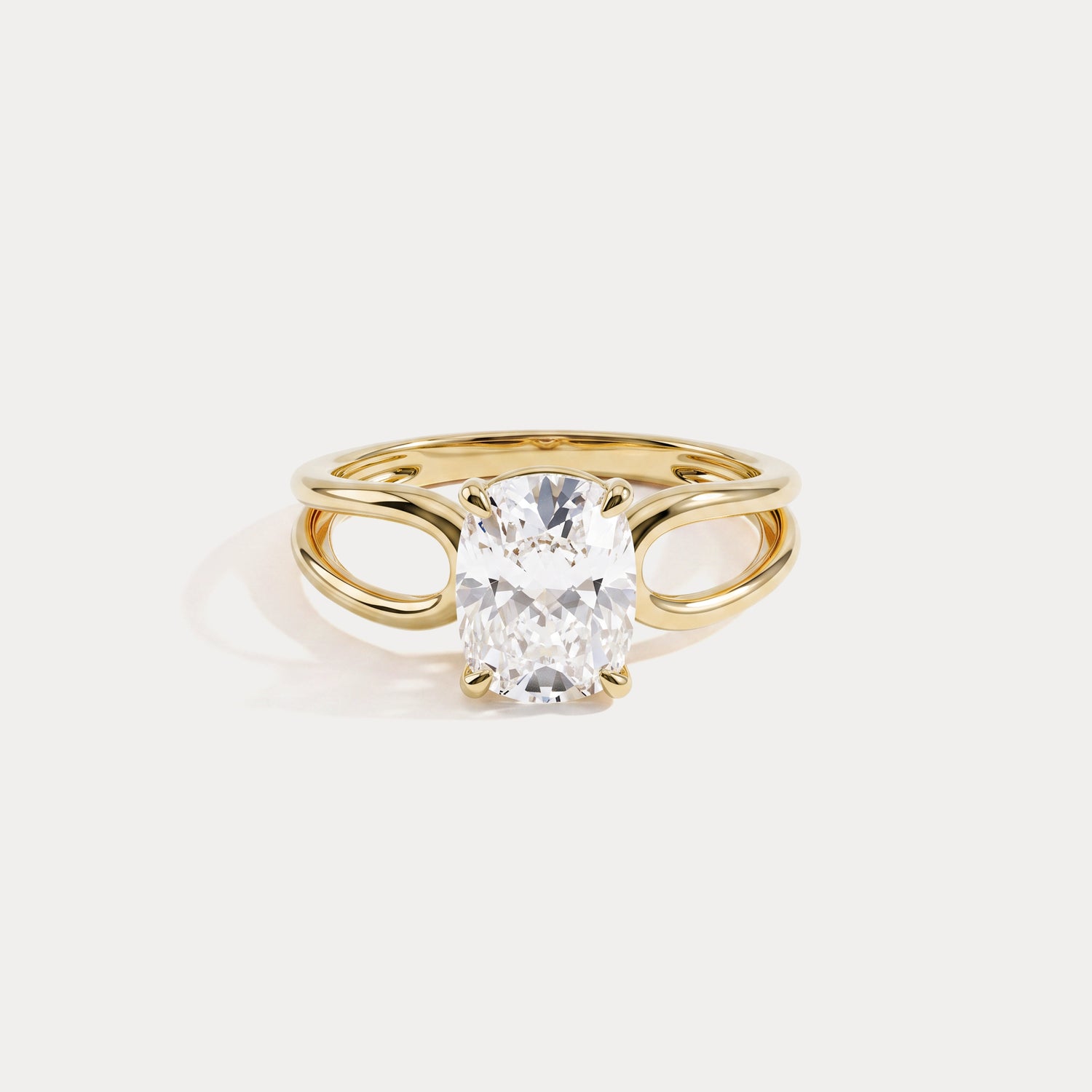 Agatha丨Elongated Cushion Lab Diamond Open Gallery Solitaire Engagement Ring - Rings