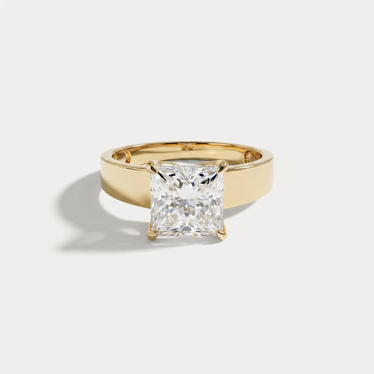 Oriana丨Princess Cut Lab-Grown Diamond Solitaire Cigar Band Engagement Ring - Rings