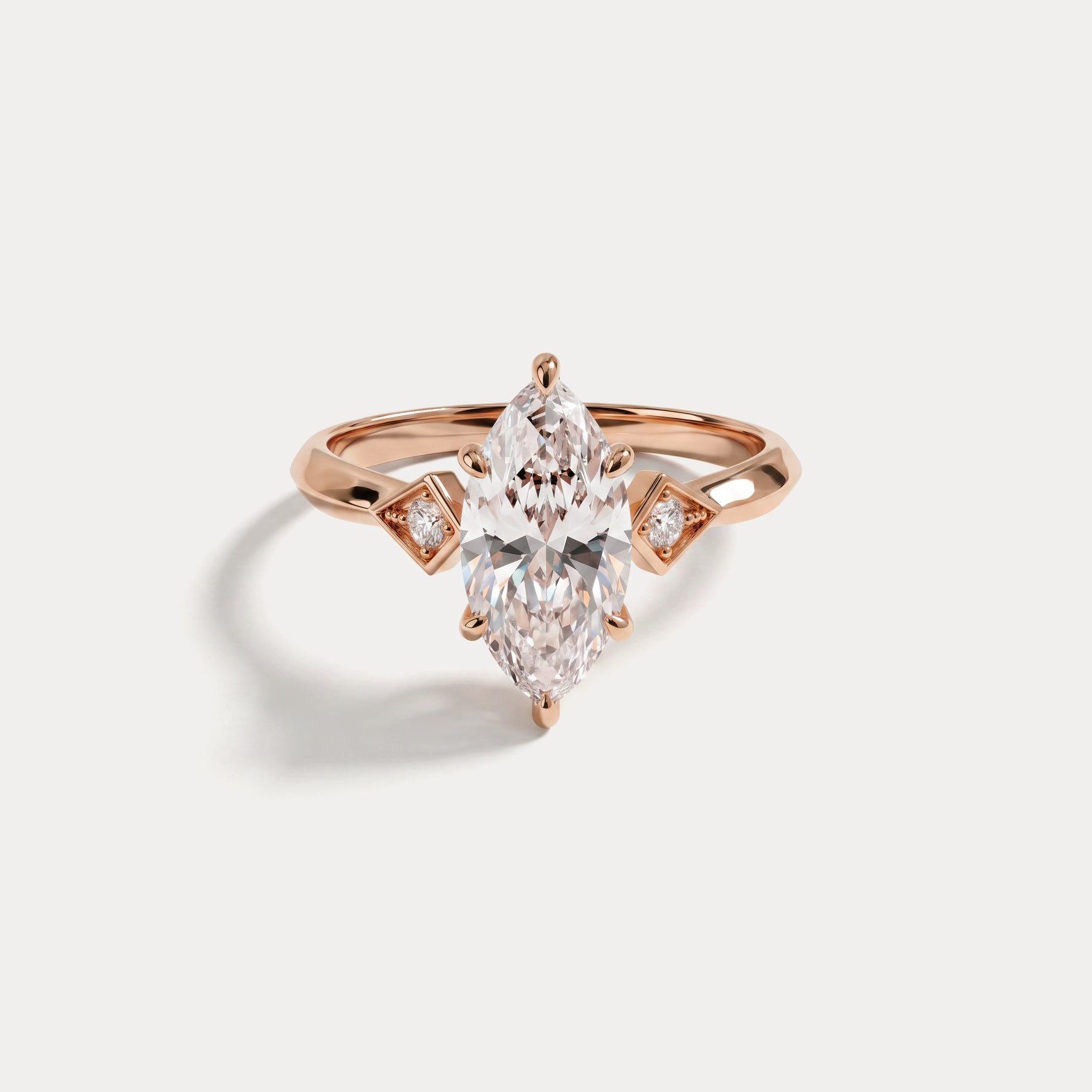 Serilda丨Marquise Cut Lab-Grown Diamond Geometric Accent Engagement Ring - Rings