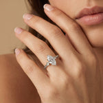 Serilda丨Marquise Cut Lab-Grown Diamond Geometric Accent Engagement Ring - Rings