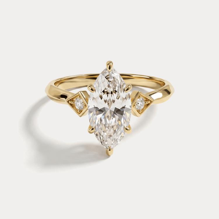 Serilda丨Marquise Cut Lab-Grown Diamond Geometric Accent Engagement Ring - Rings