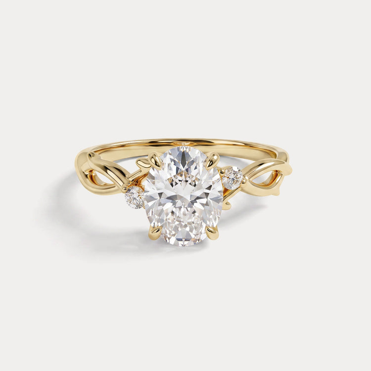 Dorinda丨Oval Cut Lab Diamond Intertwined Accent Engagement Ring - Rings