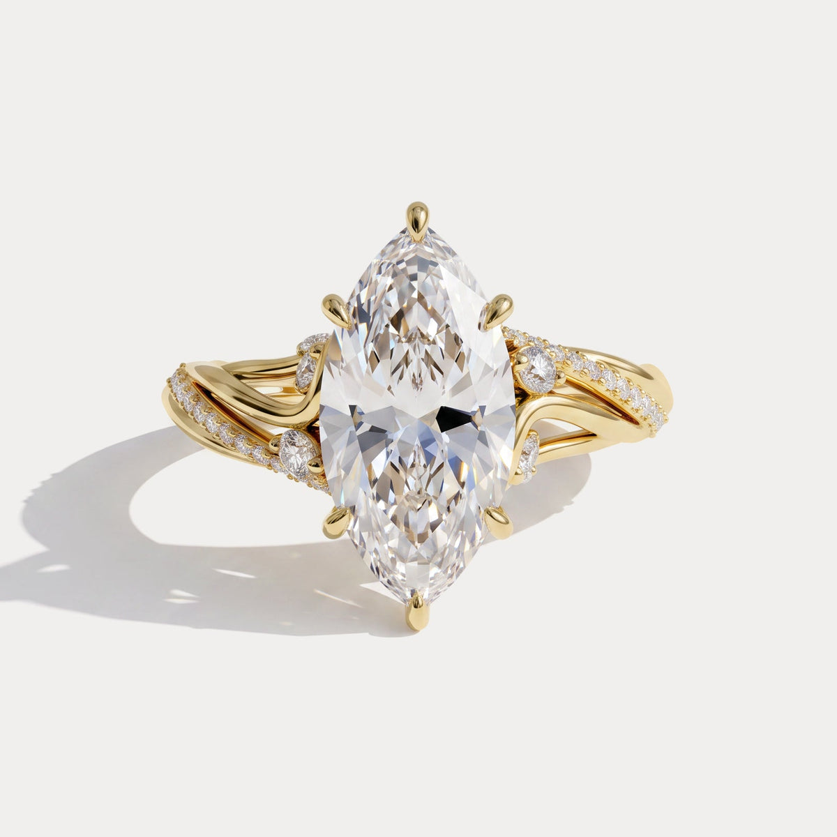 Calista丨Marquise Cut Lab-Diamond Ribbon Crossover Engagement Ring - Rings