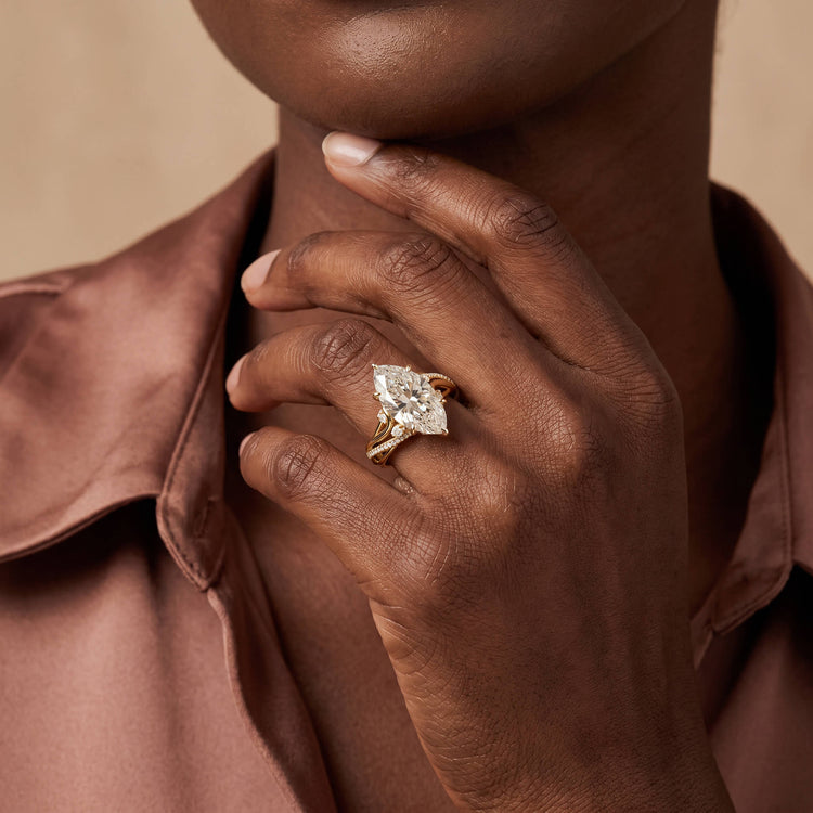 Calista丨Marquise Cut Lab-Diamond Ribbon Crossover Engagement Ring - Rings