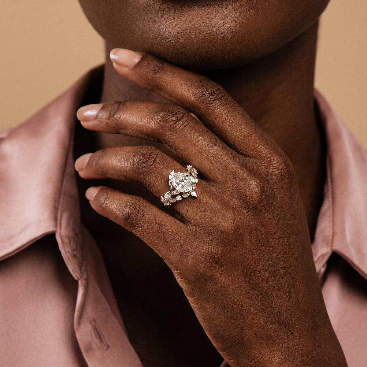 Eleonora丨Oval Cut Floral Vine Lab-Grown Diamond Engagement Ring Set - Rings