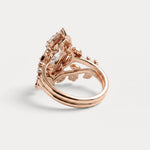 Elaine丨Marquise Cut Lab Diamond Ornate Botanical Engagement Ring Set - Rings