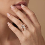 Elaine丨Marquise Cut Lab Diamond Ornate Botanical Engagement Ring Set - Rings